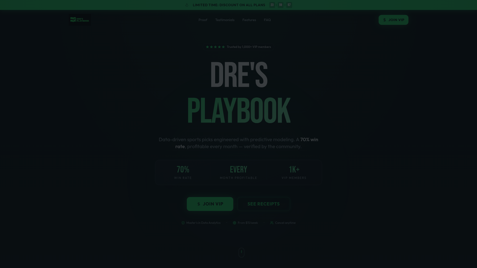 Dre's Playbook — Sports Analytics SaaS website screenshot