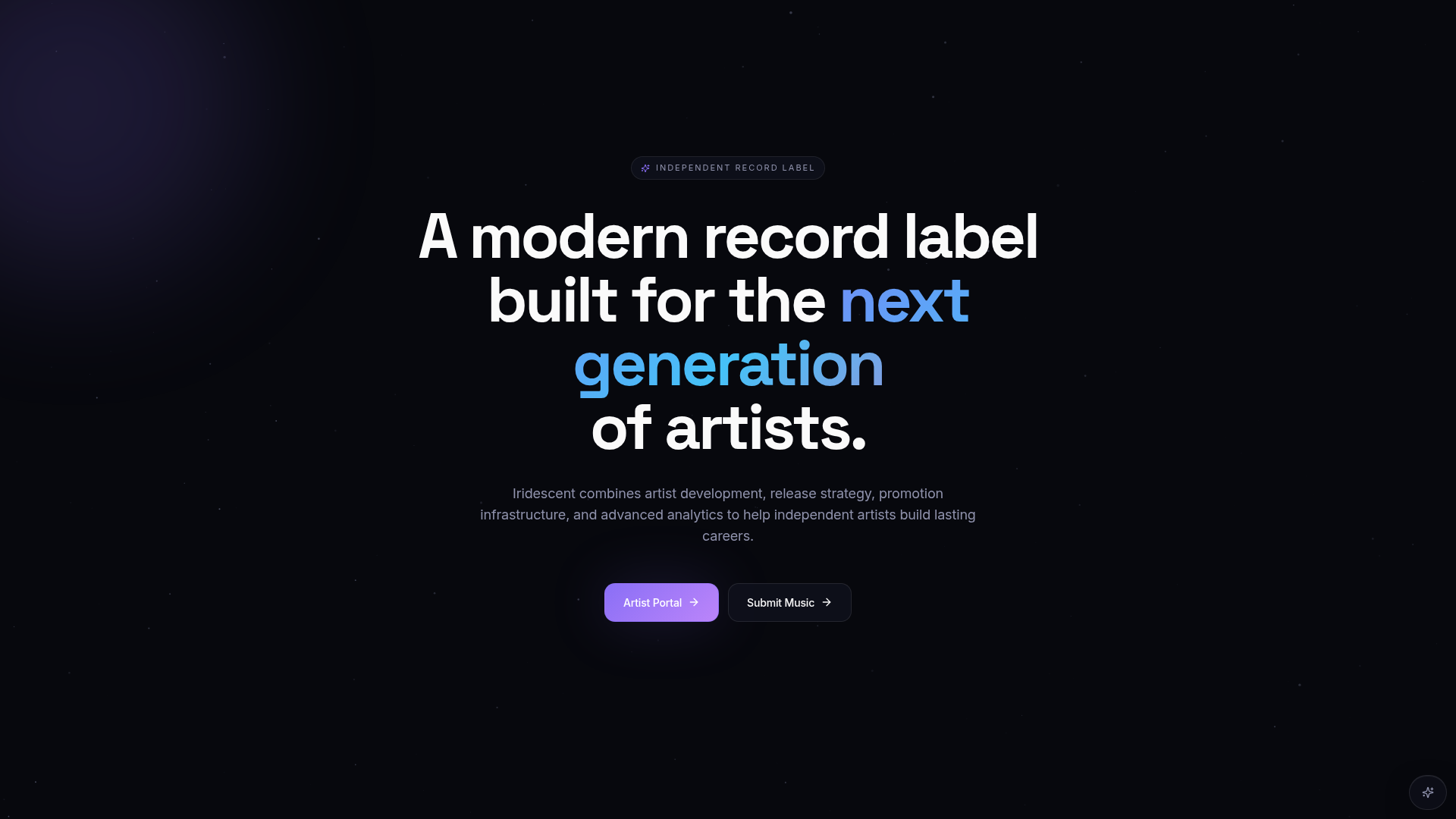 Iridescent Records — Independent Record Label website screenshot
